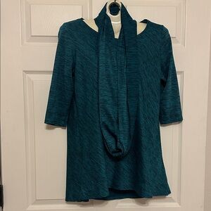 Hannah Teal Women's Tunic Top with Infinity Scarf